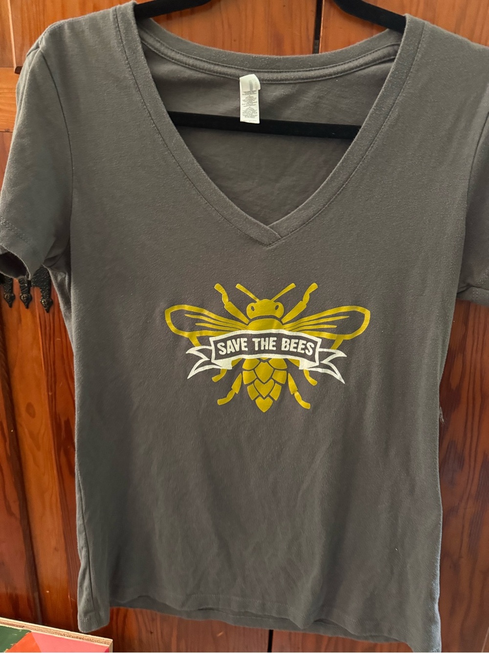 Save The Bees V‑Neck Graphic Tee - Gray